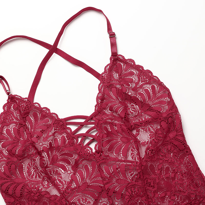 Red Lace One Piece Lingerie——Make your lover drunk with passion